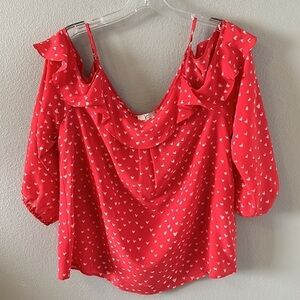 JOIE Silk Blouse Womens Size Medium Romantic Pink Red